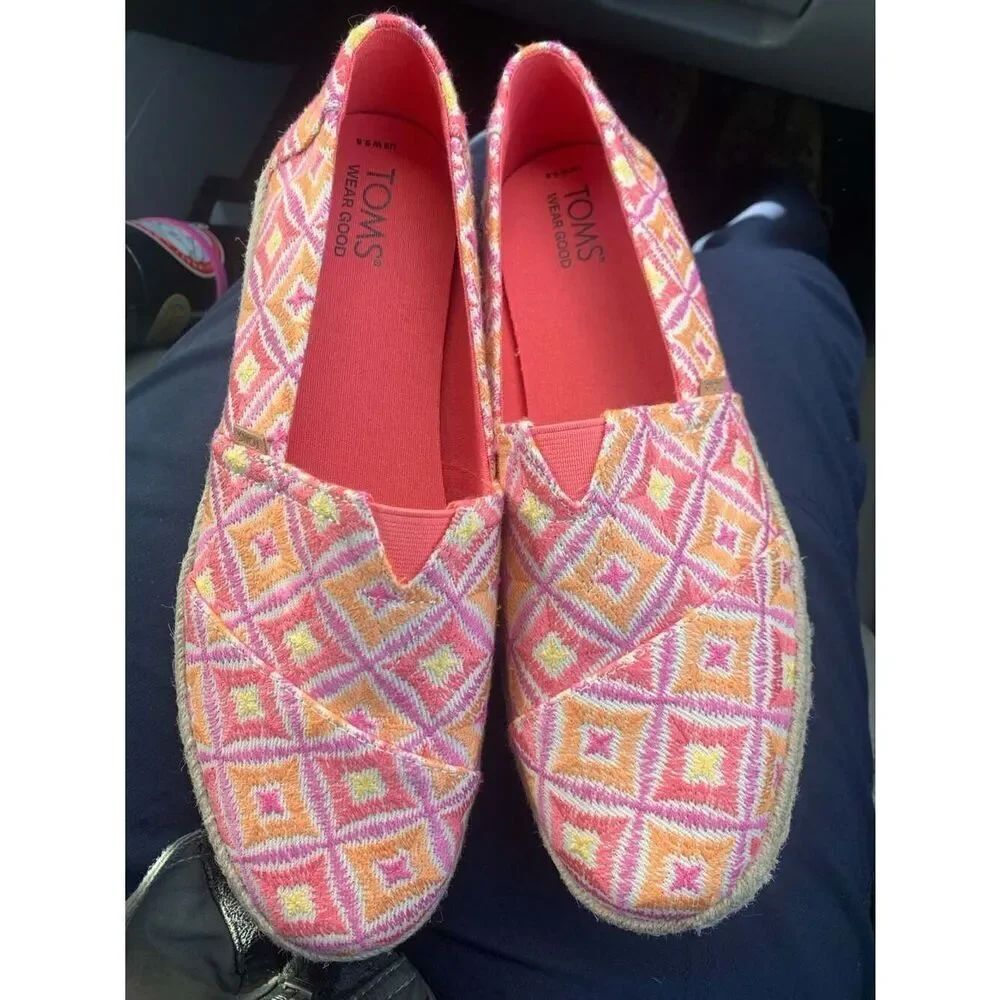 TOMS Alpargata Rope 2.0 Shell Pink Embroidery Espadrilles